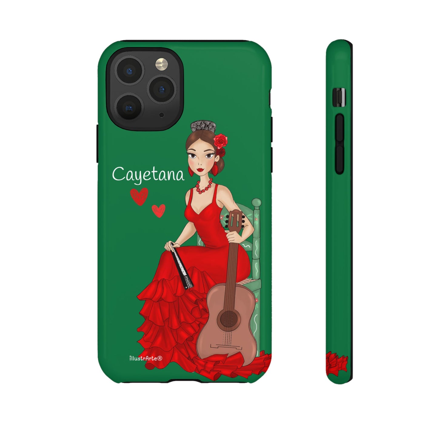 Cayetana personalized phone case with green background – for iPhone, Samsung, Pixel