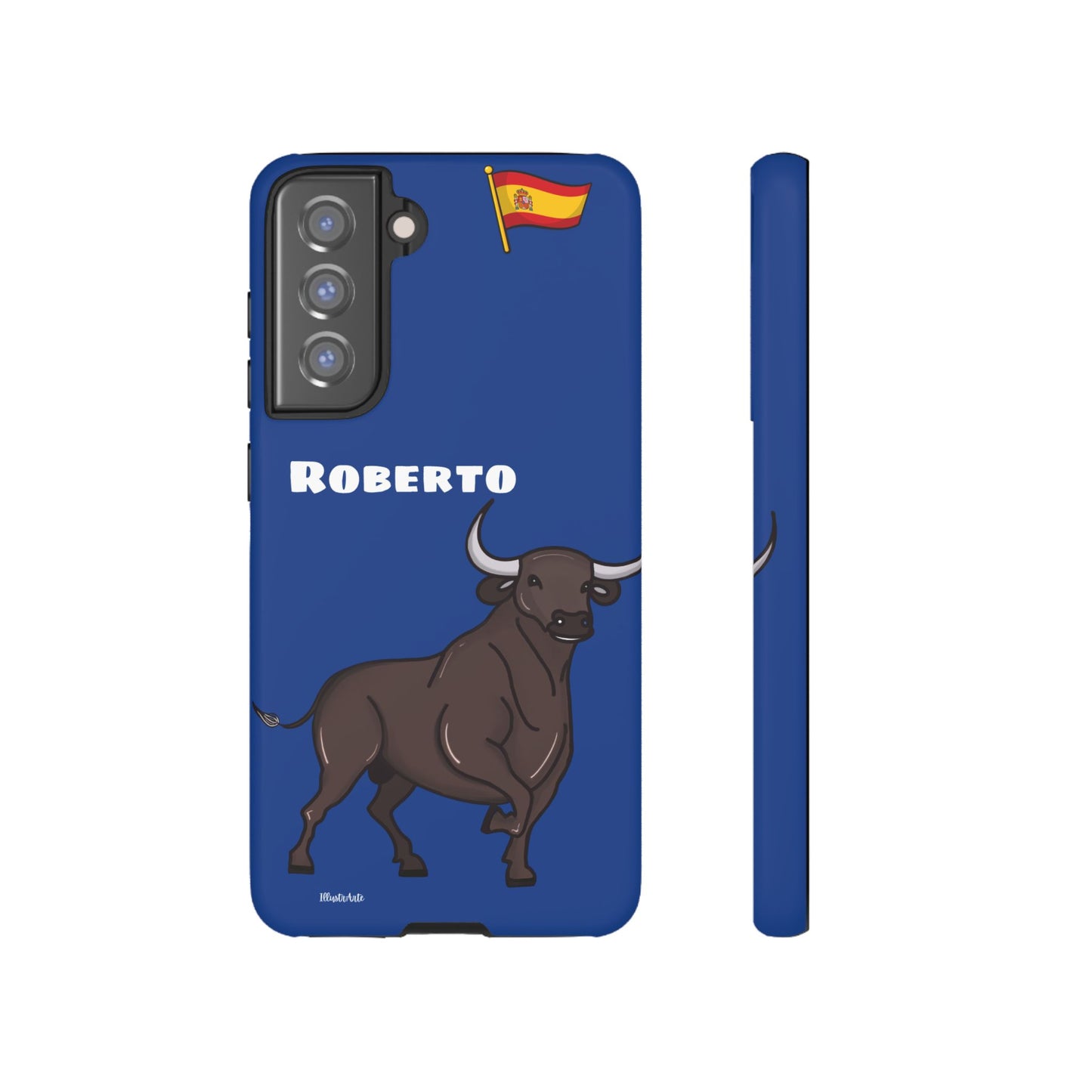 una funda de teléfono con un toro en ella