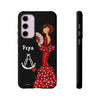 Funda de teléfono personalizable Pepa fondo negro Virgencita – para iPhone, Samsung, Pixel