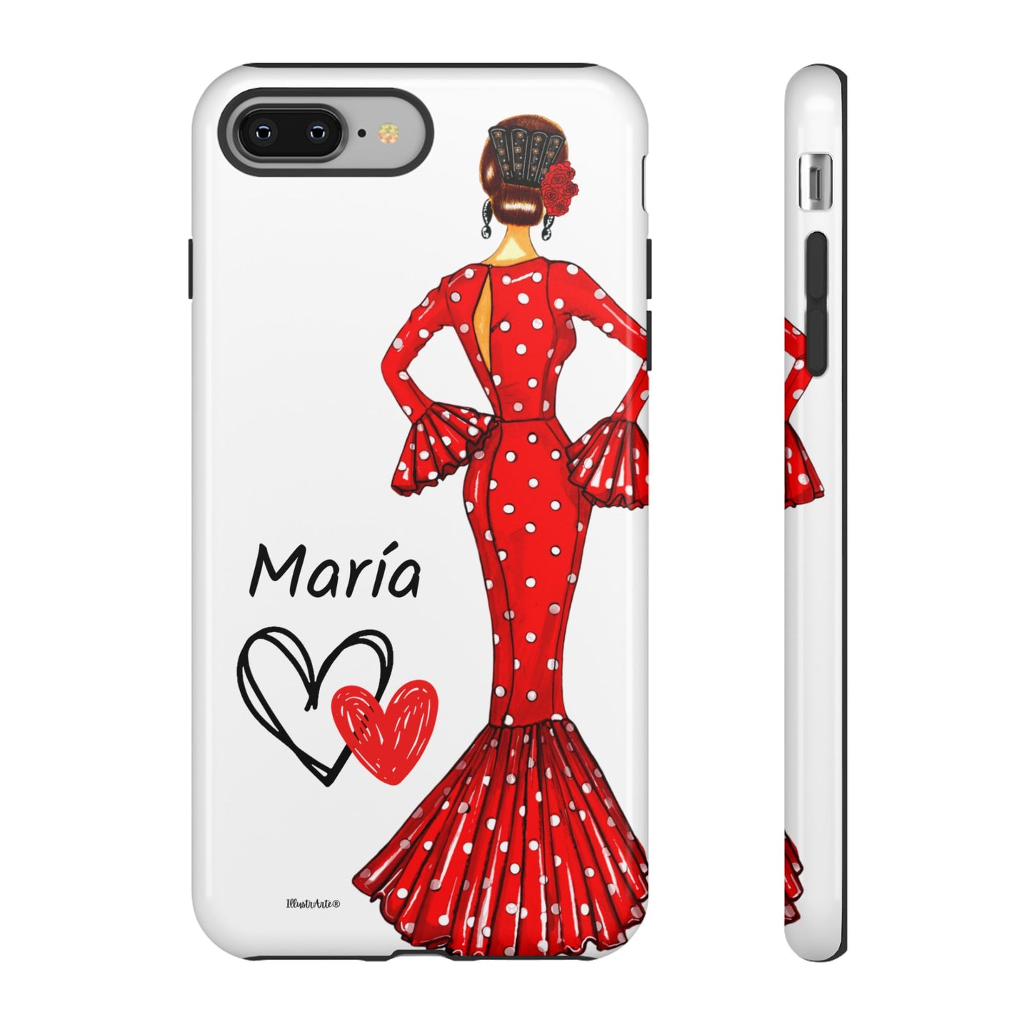 Funda de teléfono personalizada María vestido rojo – iPhone, Samsung, Pixel