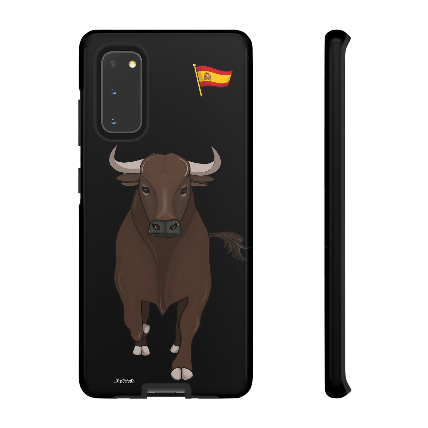 Funda de teléfono que muestra la opción de personalización con diseños únicos modelo toro Manuel.