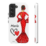Personalised phone case flamenco dancer María, red dress for Samsung Galaxy S22, gloss finish – illustrArte