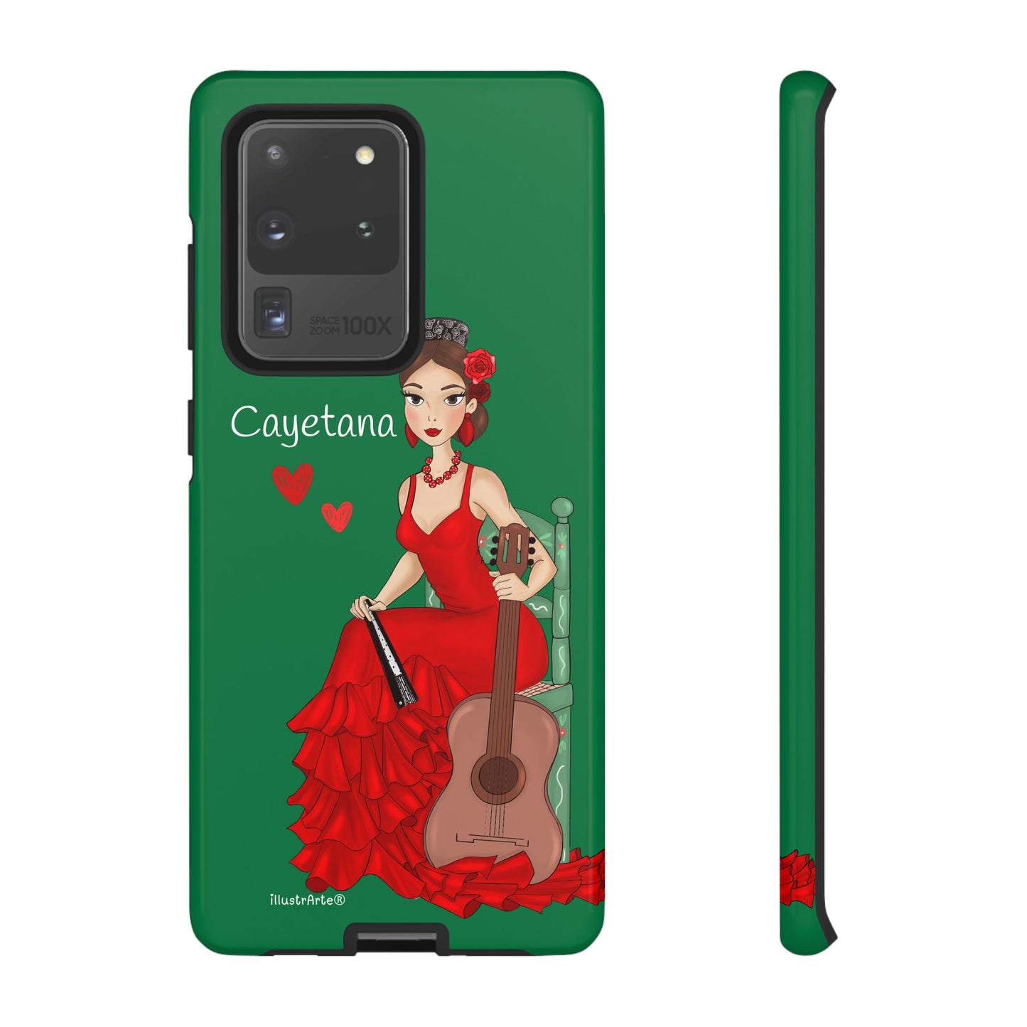 Cayetana personalized phone case with green background – for iPhone, Samsung, Pixel