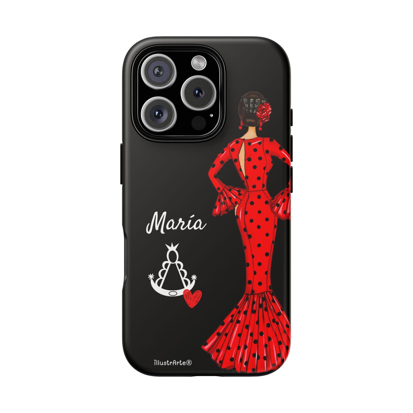 Personalized phone case Maria red hair dark background black – for iPhone, Samsung, Pixel