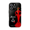 Funda de teléfono personalizable María rojo fondo negro Virgencita – para iPhone, Samsung, Pixel