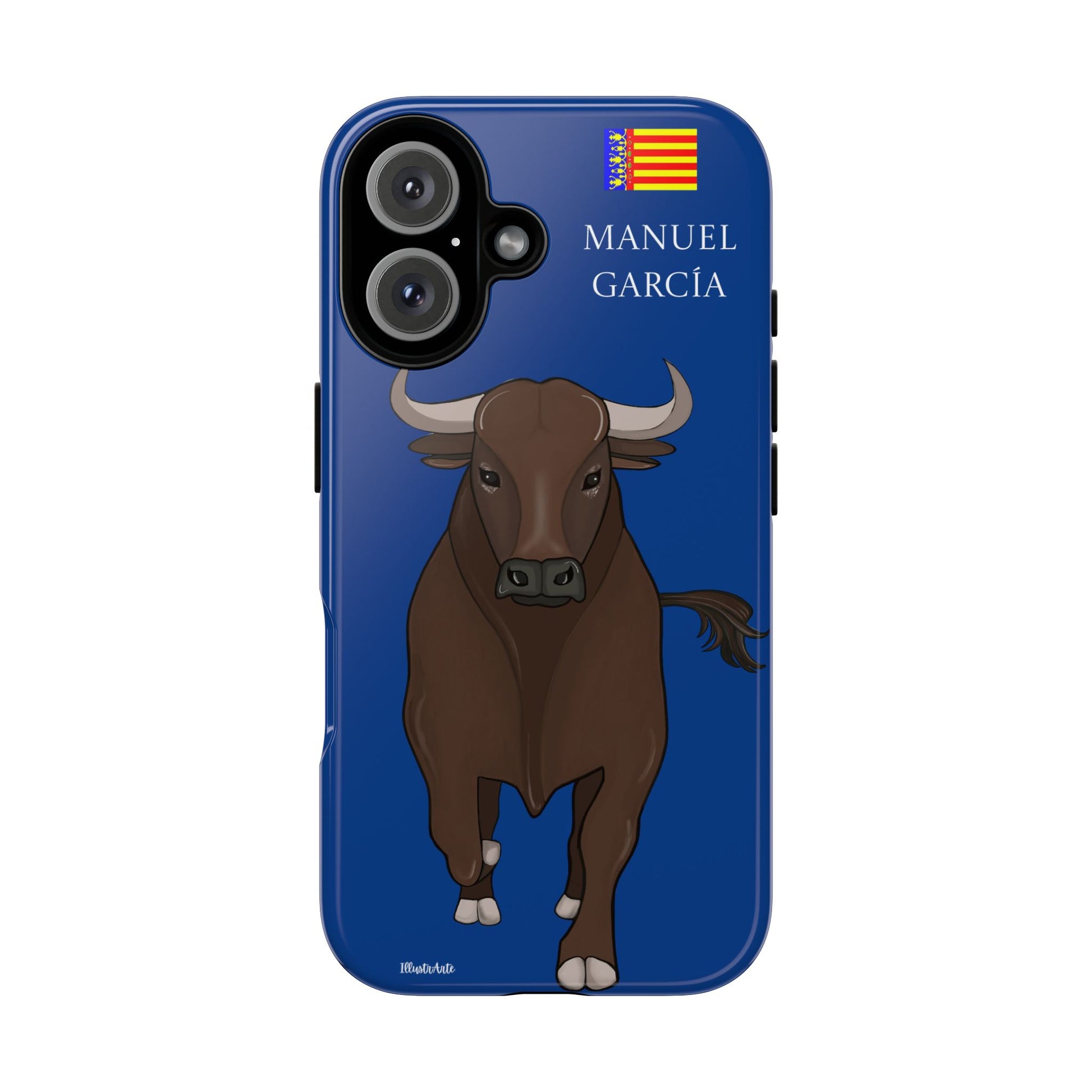 una funda de teléfono con una imagen de un toro