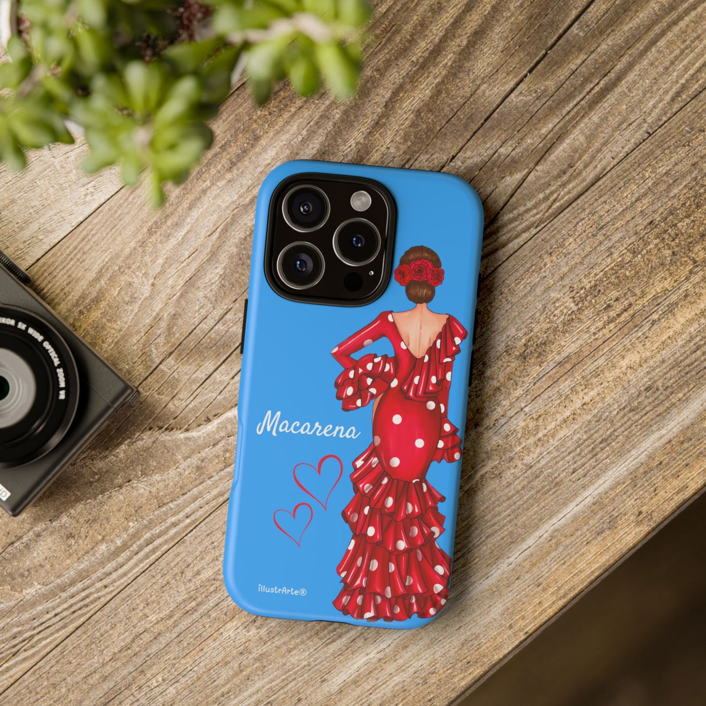 Funda de teléfono personalizada Macarena azul – para iPhone, Samsung, Pixel