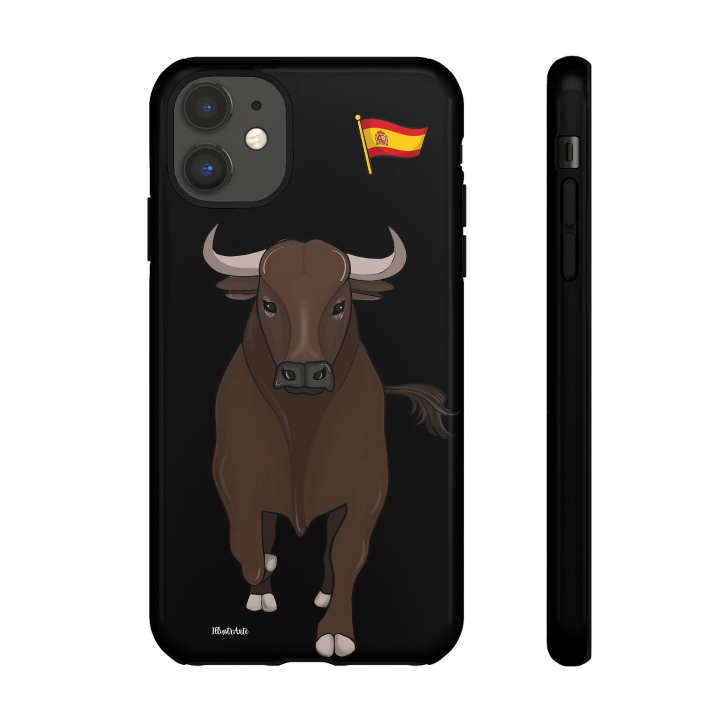Modelo de funda de teléfono, toro Manuel, en ambiente natural, ideal para exterior.