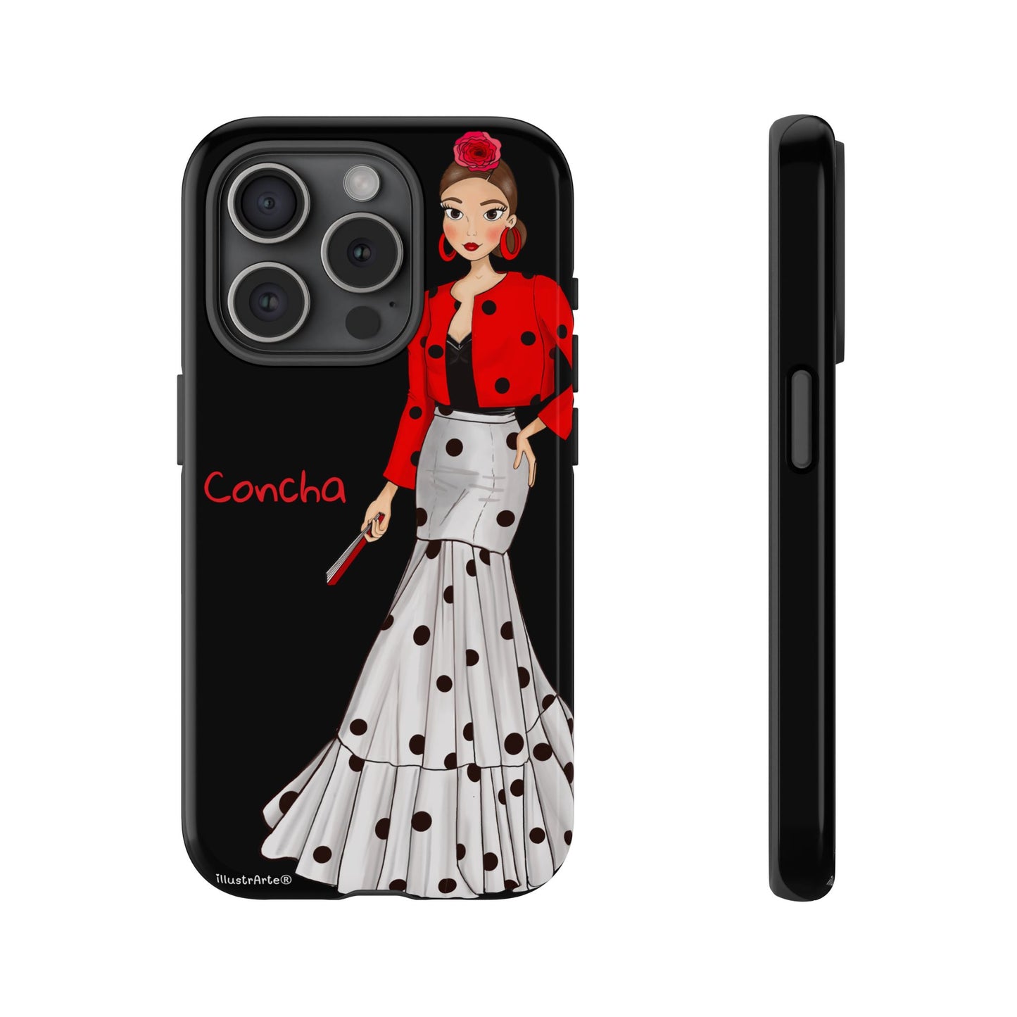 Funda Modelo Conchita con fondo negro, ideal para expresión personal.