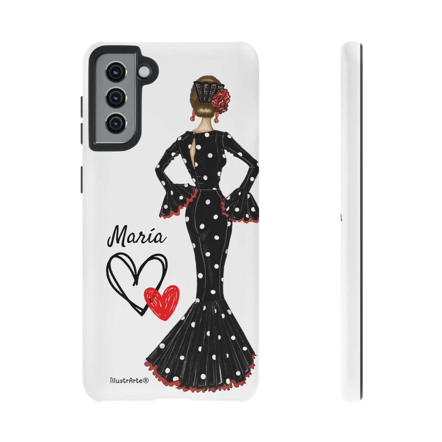Personalized phone case Maria in black dress – for iPhone, Samsung, Pixel