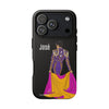 Personalized phone case featuring bullfighter José on a green background – for iPhone, Samsung, Pixel