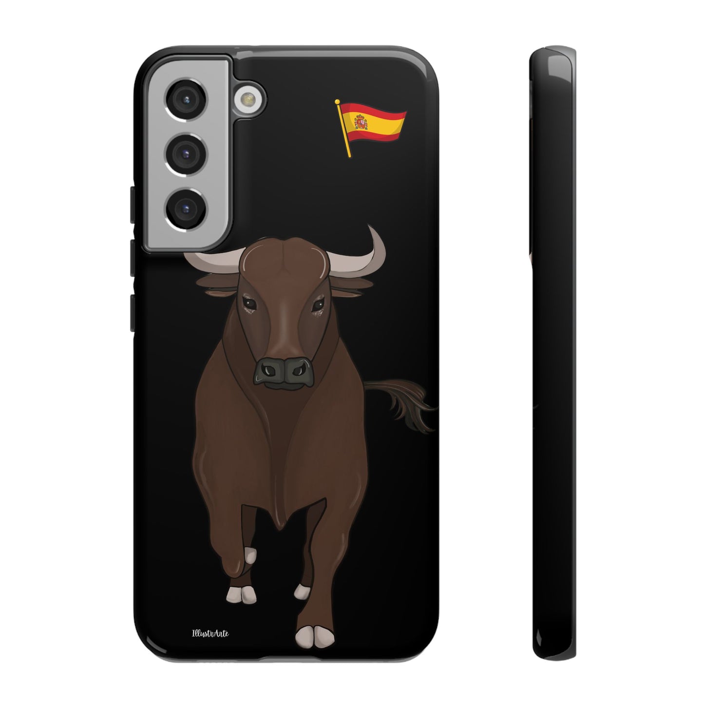 una funda de teléfono con un toro en ella