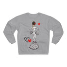 a sweater with a woman in a polka dot dress