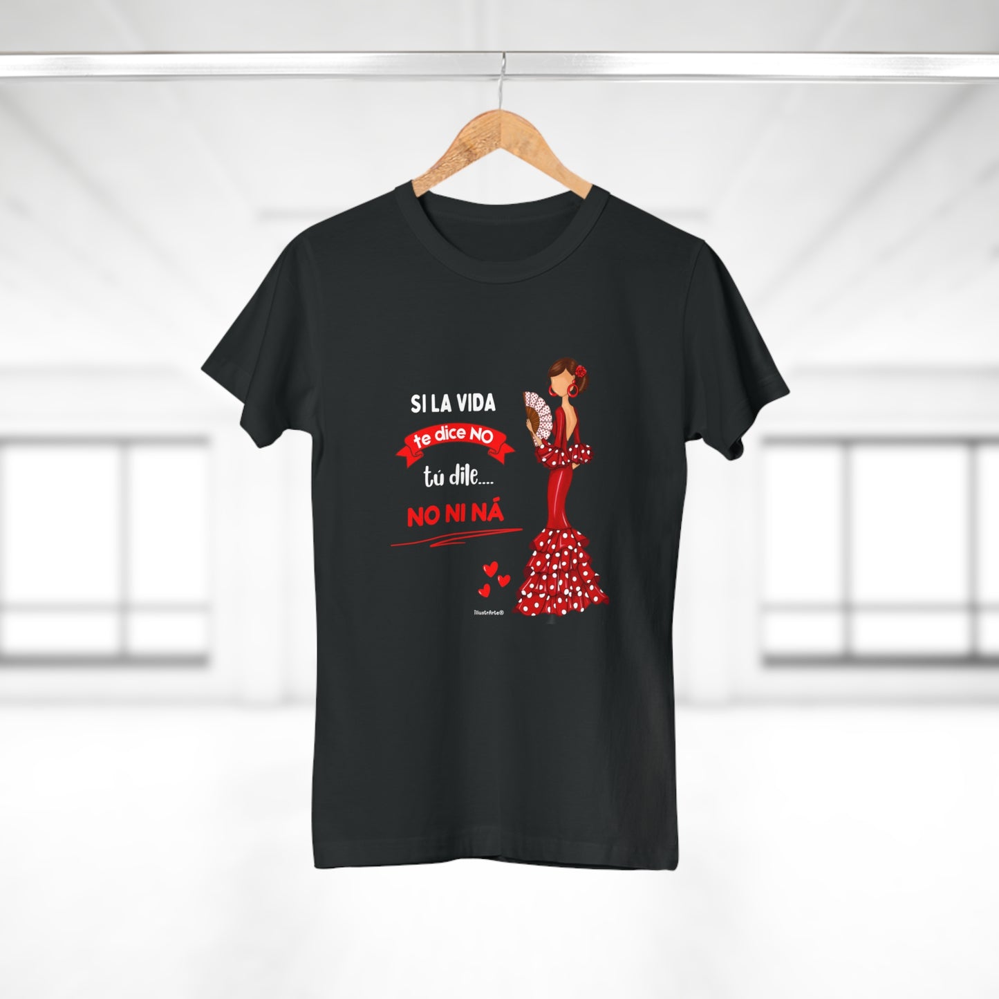 Camiseta Flamenca Personalizable “Pepa” – Diseño Flamenco Original – Camiseta Negra Mujer