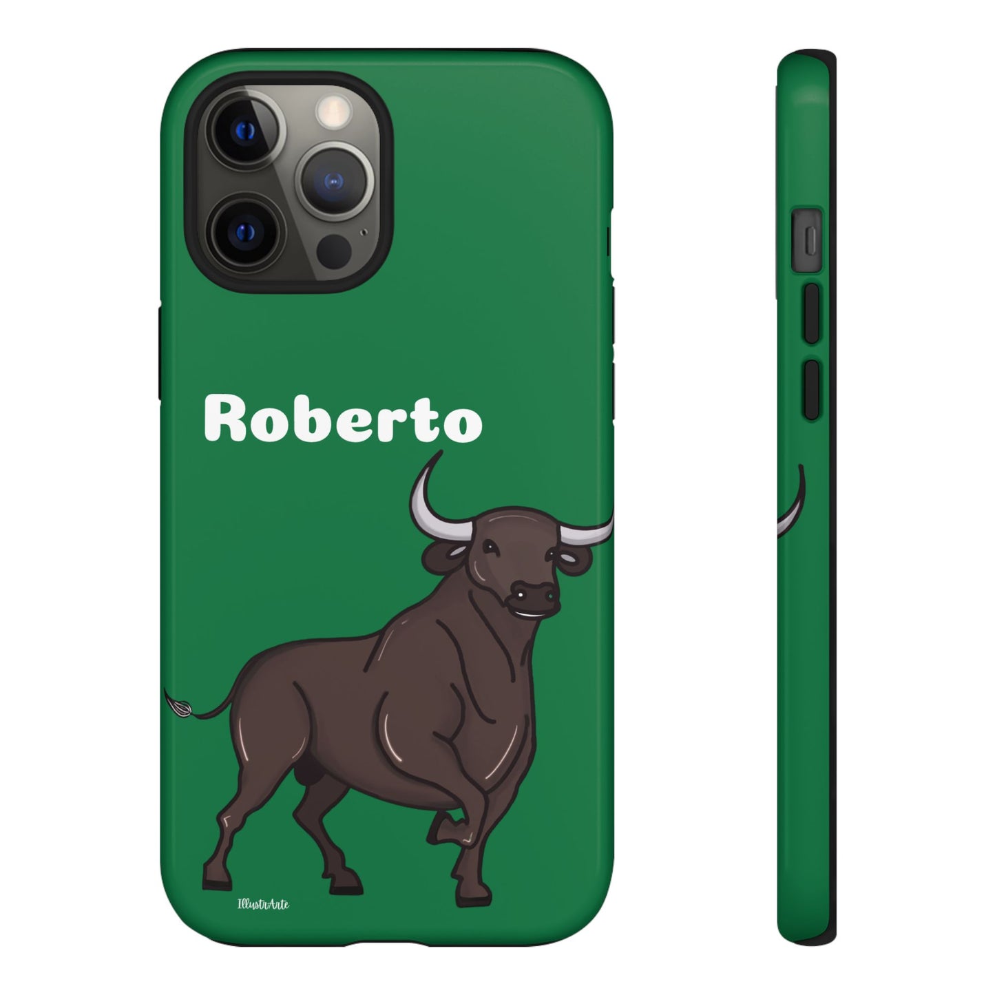 una funda de teléfono con un toro en ella