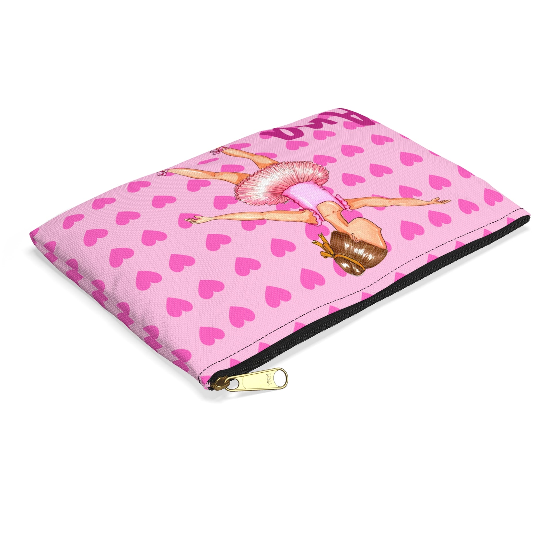 Ballet Dancer Customizable Washbag, pink dress and pink hearts. - IllustrArte