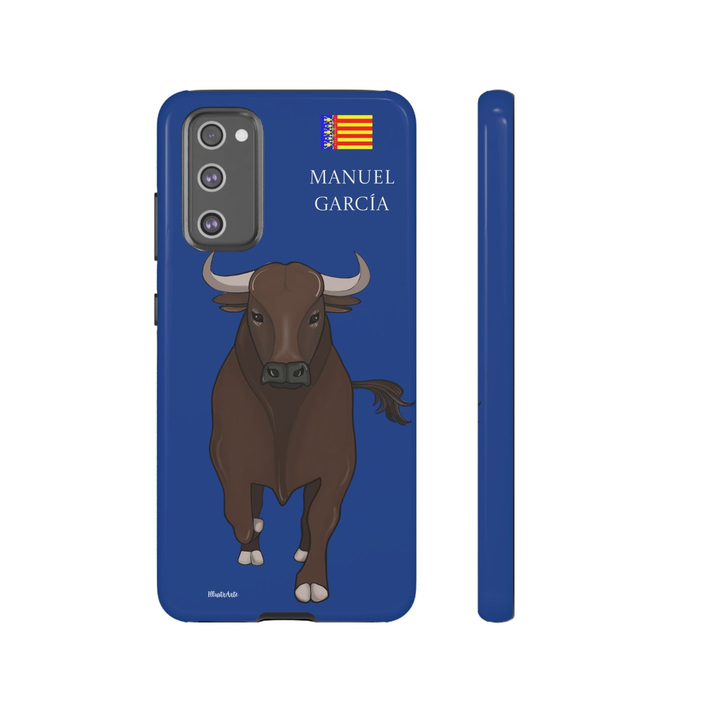 una funda de teléfono con una imagen de un toro