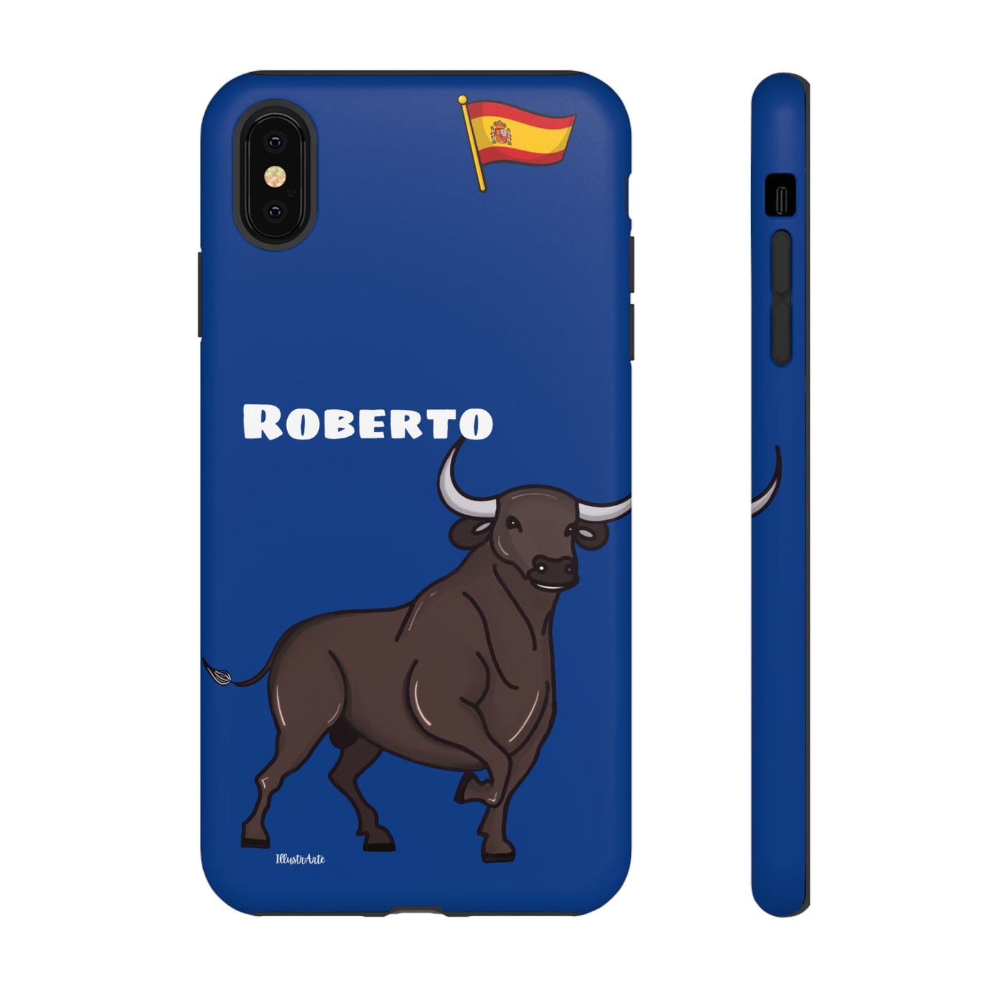 una funda de teléfono con un toro en ella