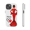 Funda de teléfono personalizada María vestido rojo – iPhone, Samsung, Pixel