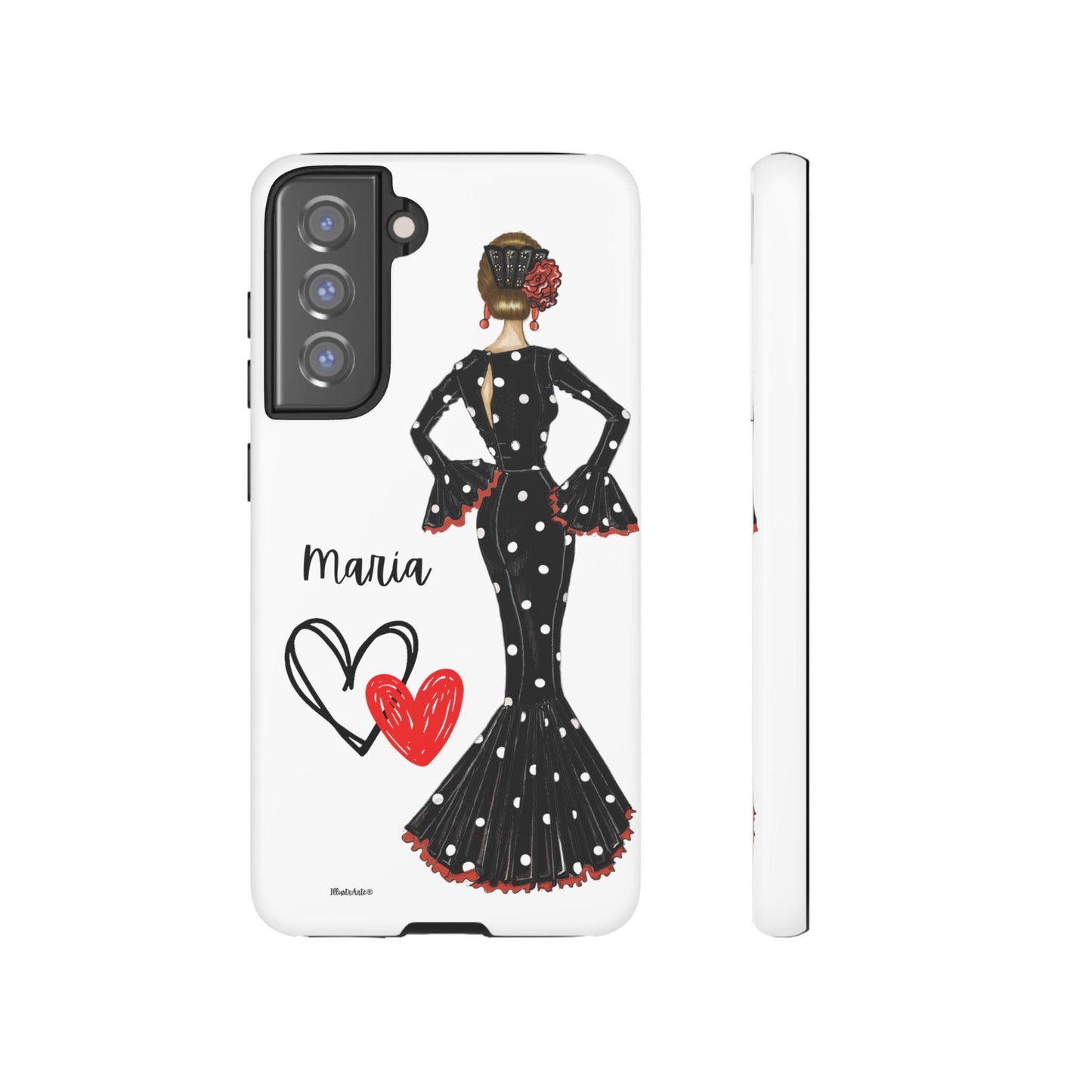 una funda para teléfono con una foto de una mujer en un vestido