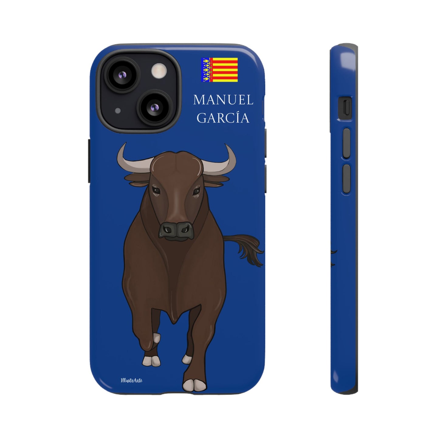 una funda de teléfono con una imagen de un toro