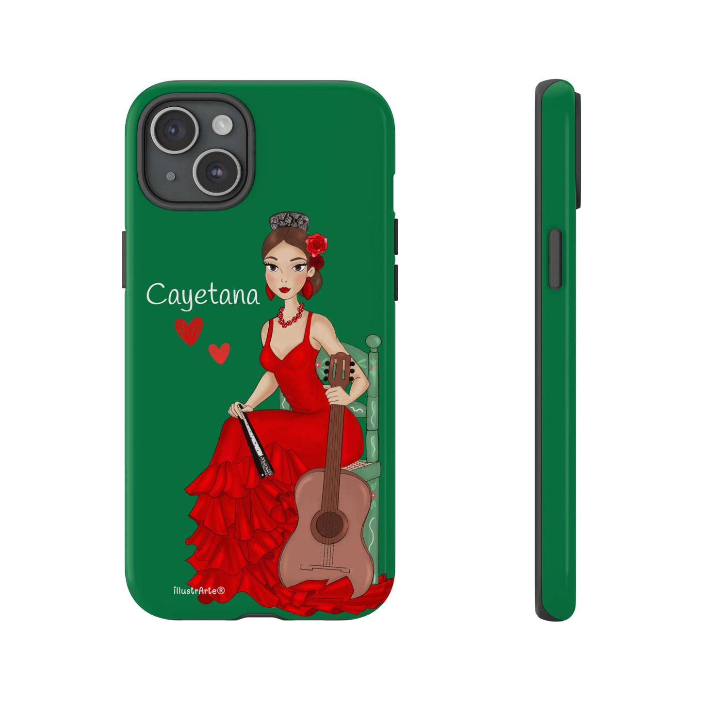 Cayetana personalized phone case with green background – for iPhone, Samsung, Pixel