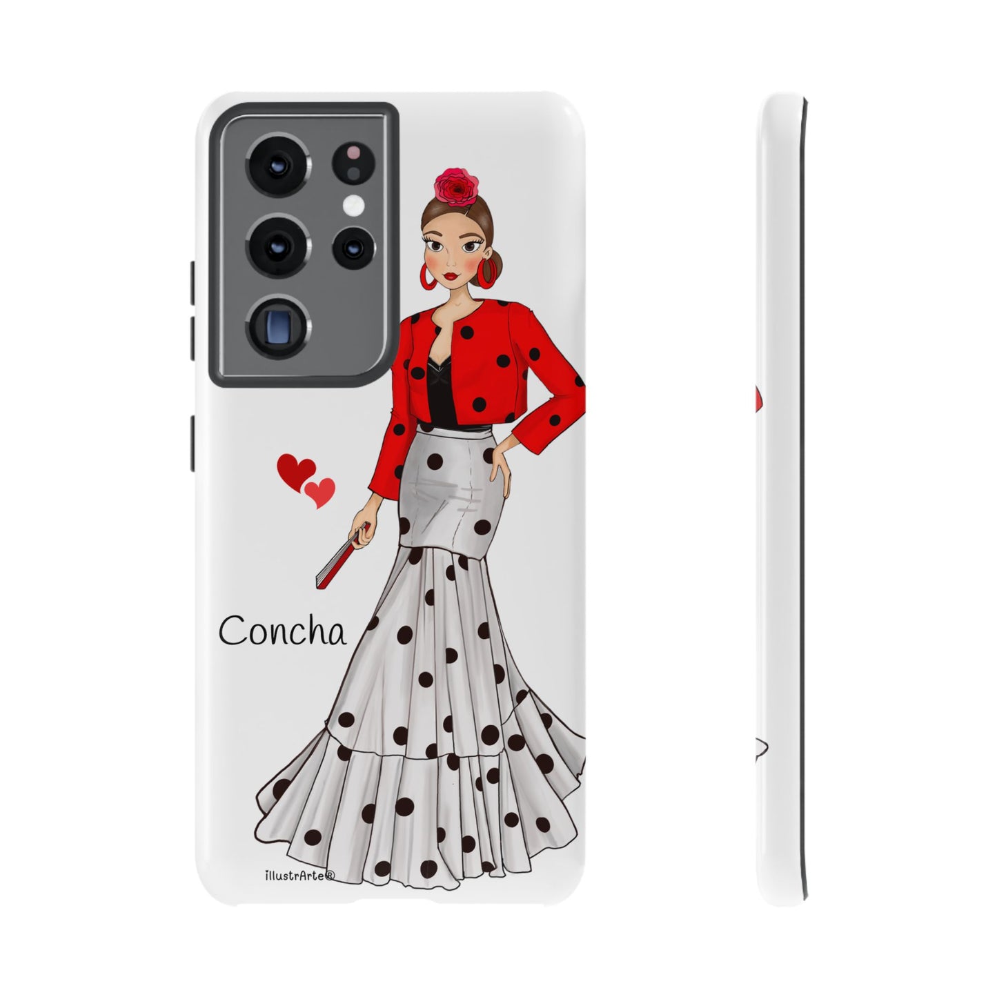 Funda modelo Conchita, ofreciendo opciones de personalización únicas para tu teléfono en un atractivo fondo blanco.