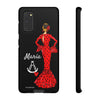 Funda de teléfono personalizable María rojo fondo negro Virgencita – para iPhone, Samsung, Pixel