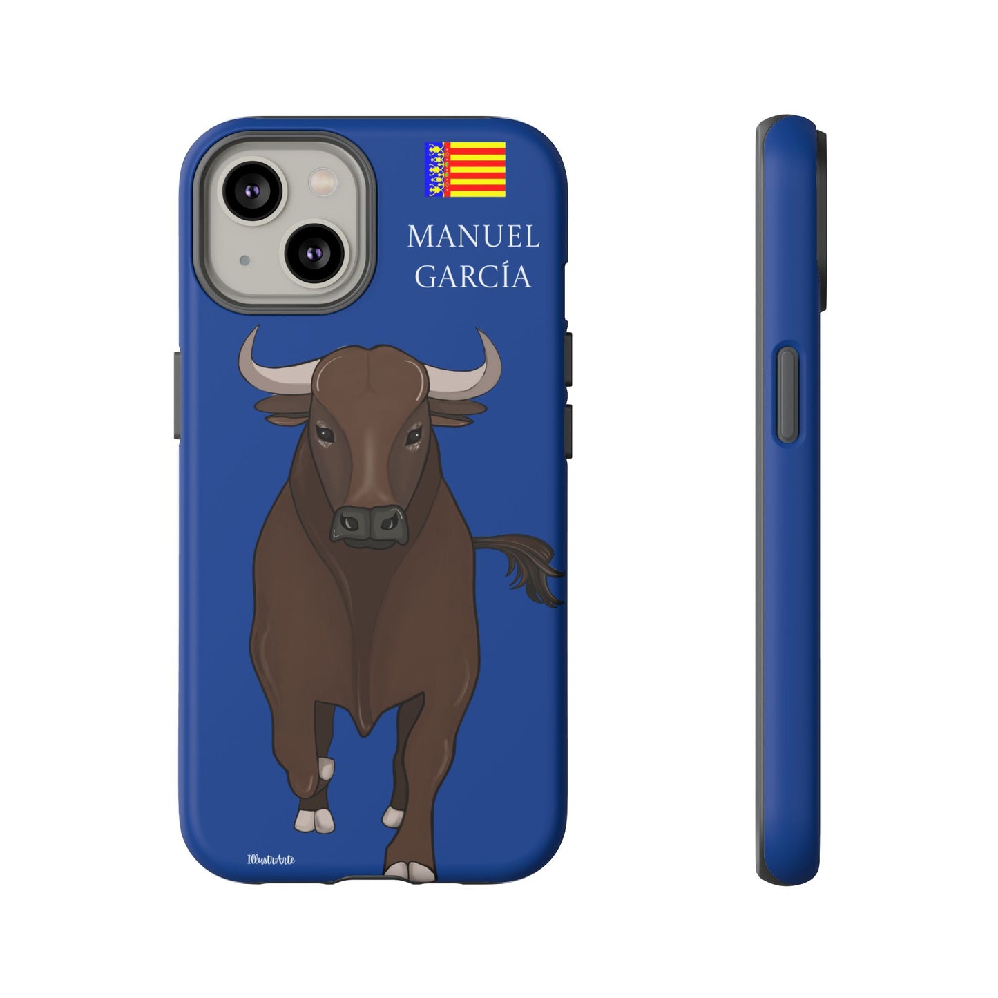 una funda de teléfono con una imagen de un toro