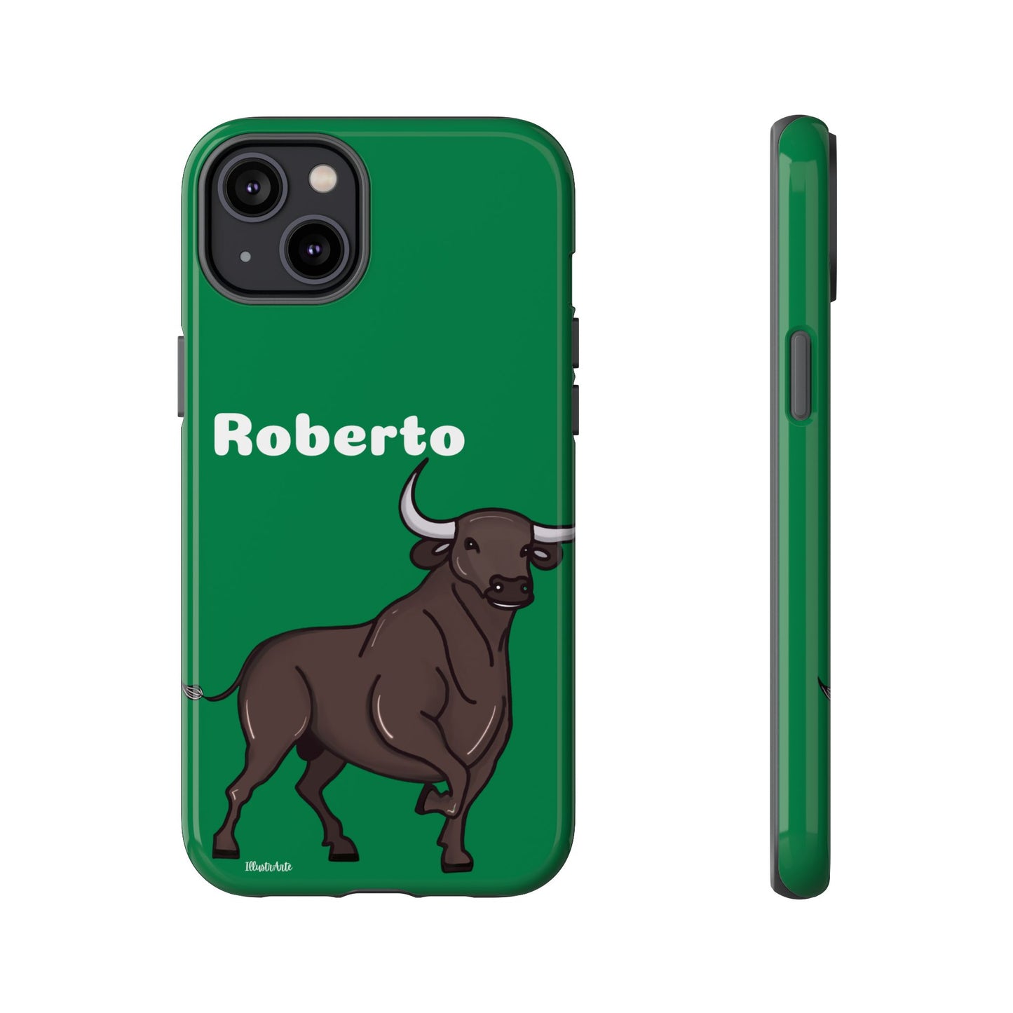 una funda de teléfono con un toro en ella