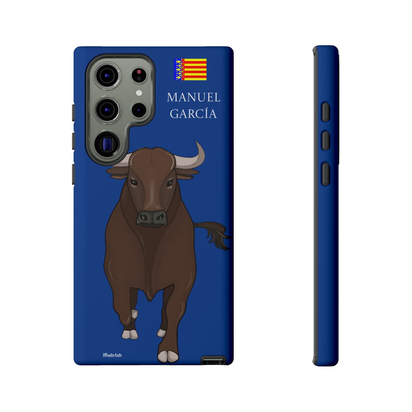 una funda de teléfono con una imagen de un toro