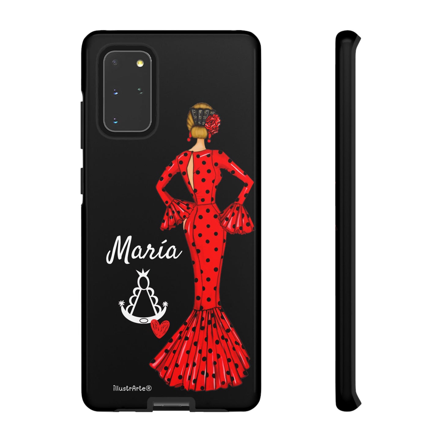 Funda de teléfono personalizable María rojo fondo negro Virgencita – para iPhone, Samsung, Pixel