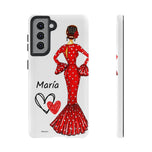 Personalised phone case flamenco dancer María, red dress for Samsung Galaxy S21, gloss finish – illustrArte