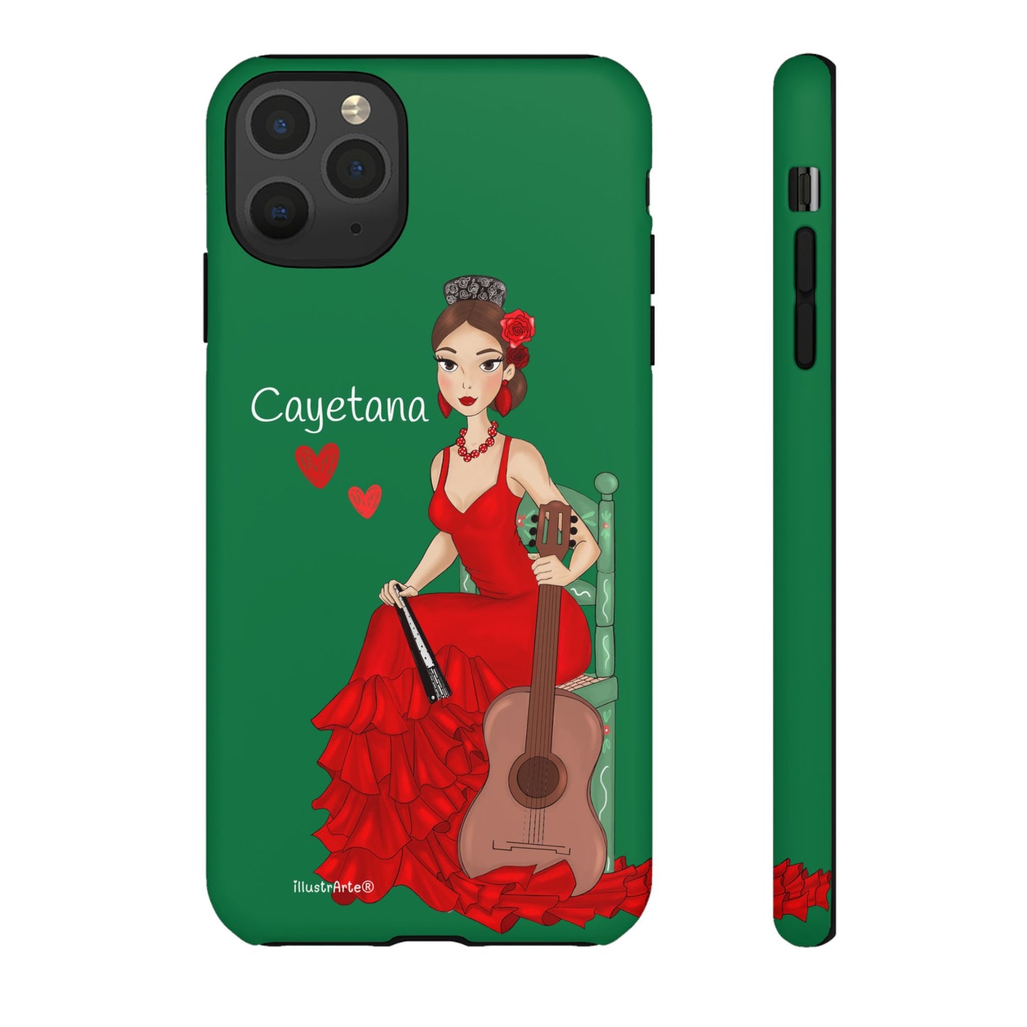 Cayetana personalized phone case with green background – for iPhone, Samsung, Pixel