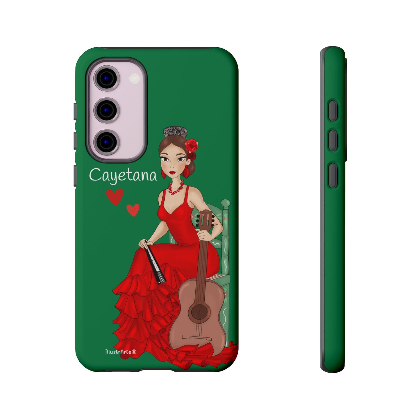 Cayetana personalized phone case with green background – for iPhone, Samsung, Pixel