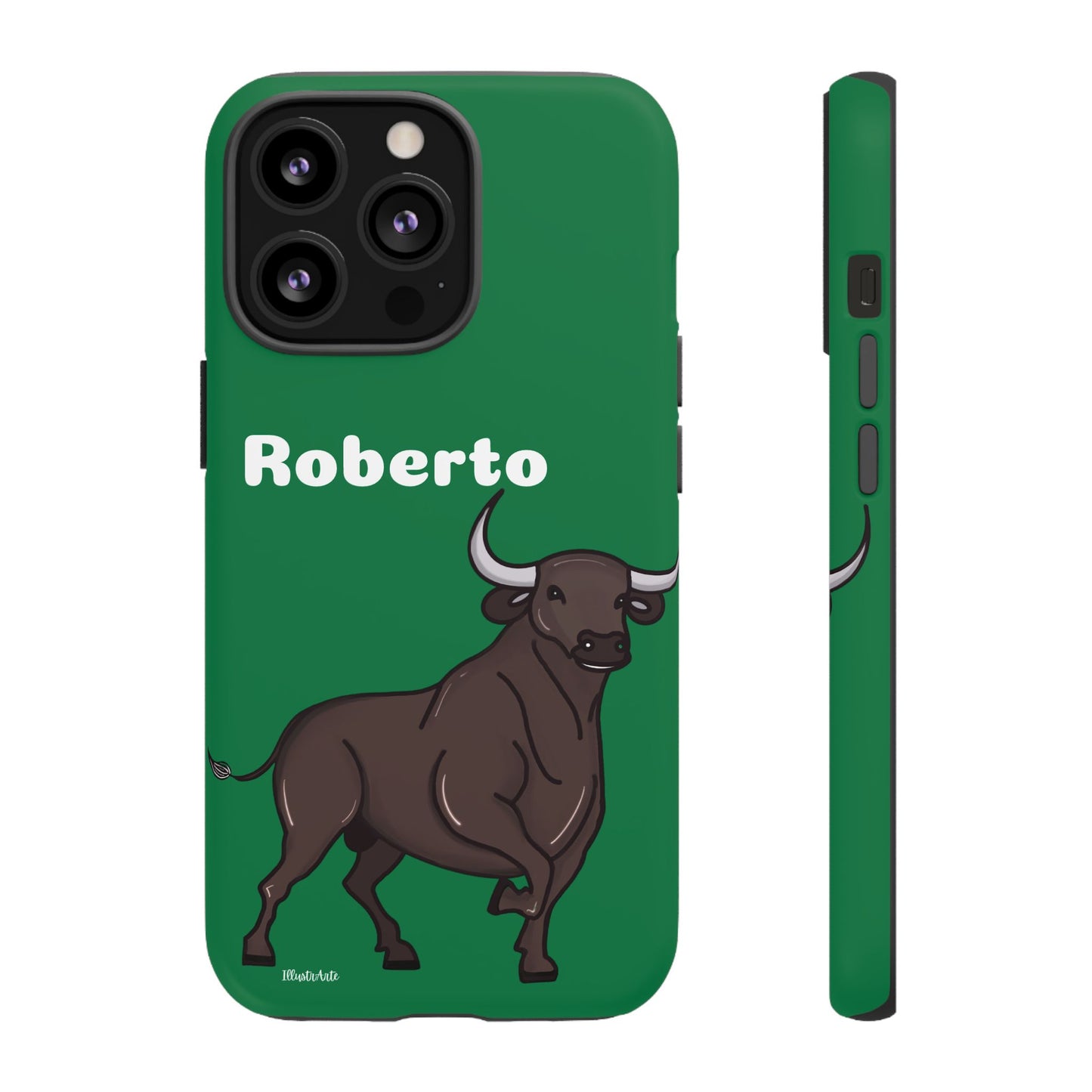 una funda de teléfono con un toro en ella