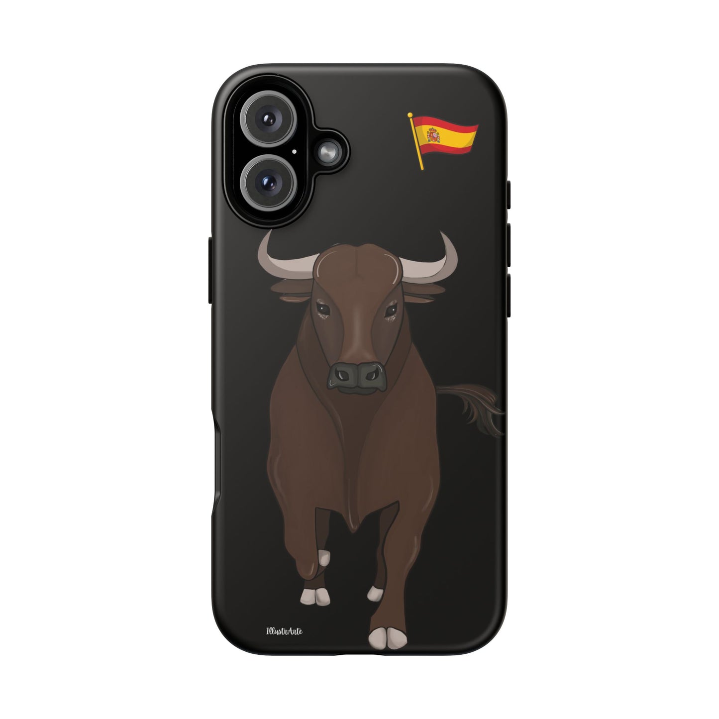 Funda de teléfono personalizable modelo toro Manuel en contexto de viaje.
