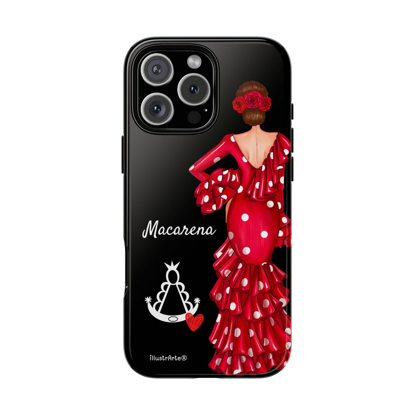 Funda de teléfono personalizada Macarena negro – para iPhone, Samsung, Pixel