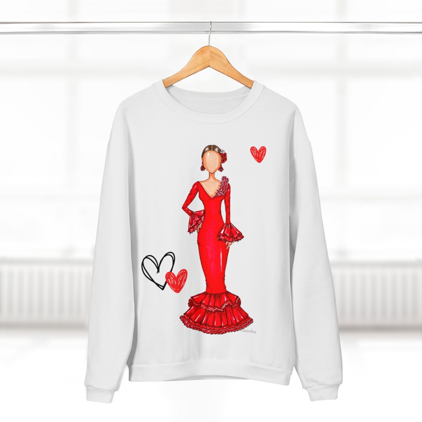 a t - shirt with a woman in a red dress on it