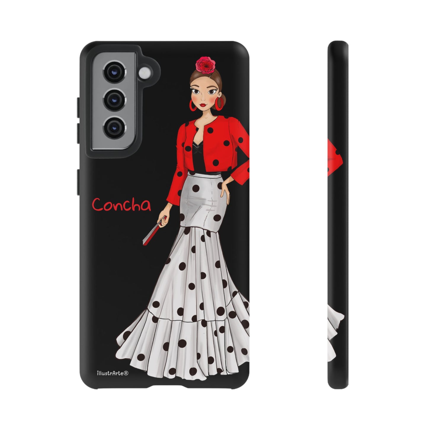 Funda de teléfono Modelo Conchita, ideal para iPhone y Samsung con personalización.
