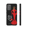Funda de teléfono personalizable María rojo fondo negro – para iPhone, Samsung, Pixel