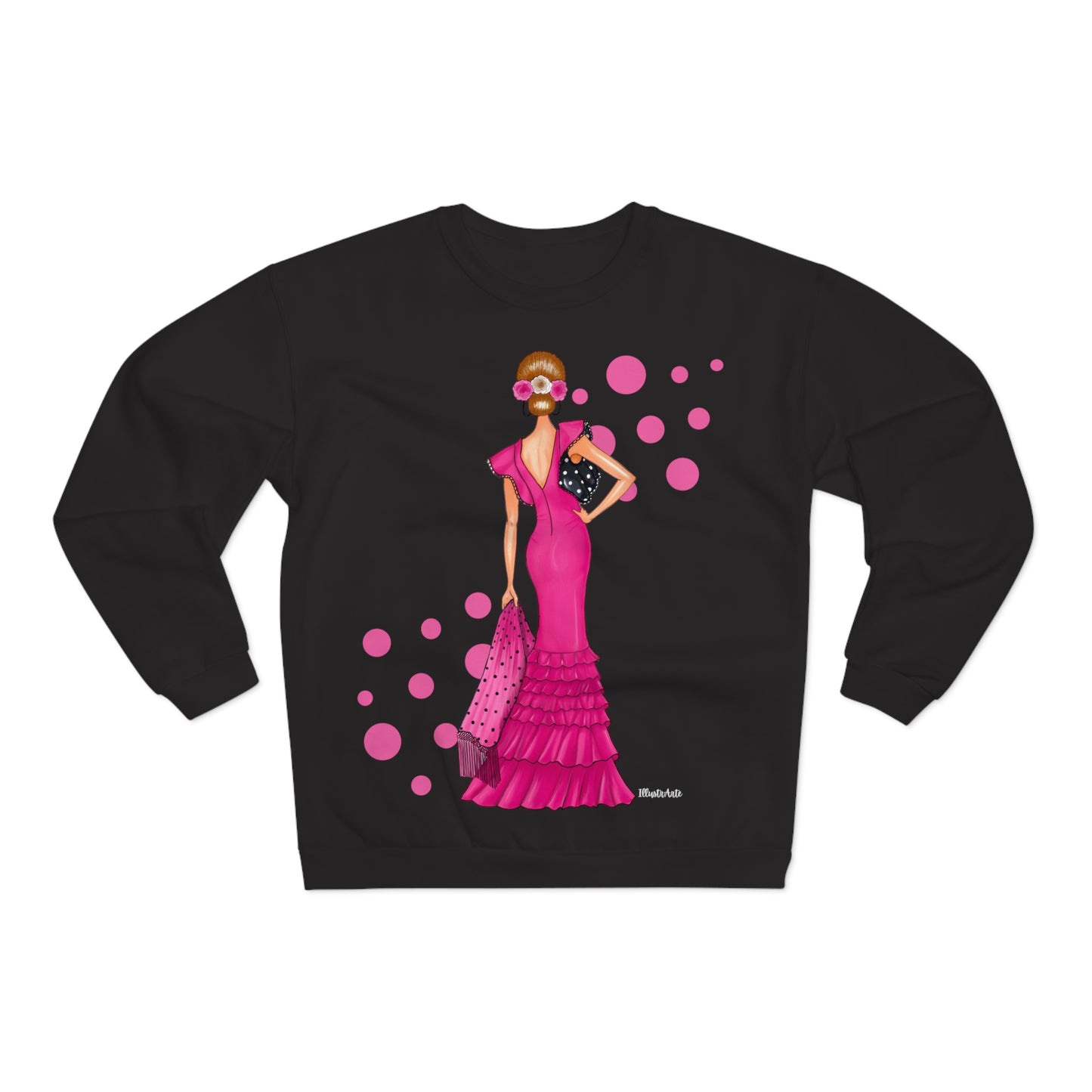 Sudadera Personalizable - Flamenca Manuela rosa, negro con corazones