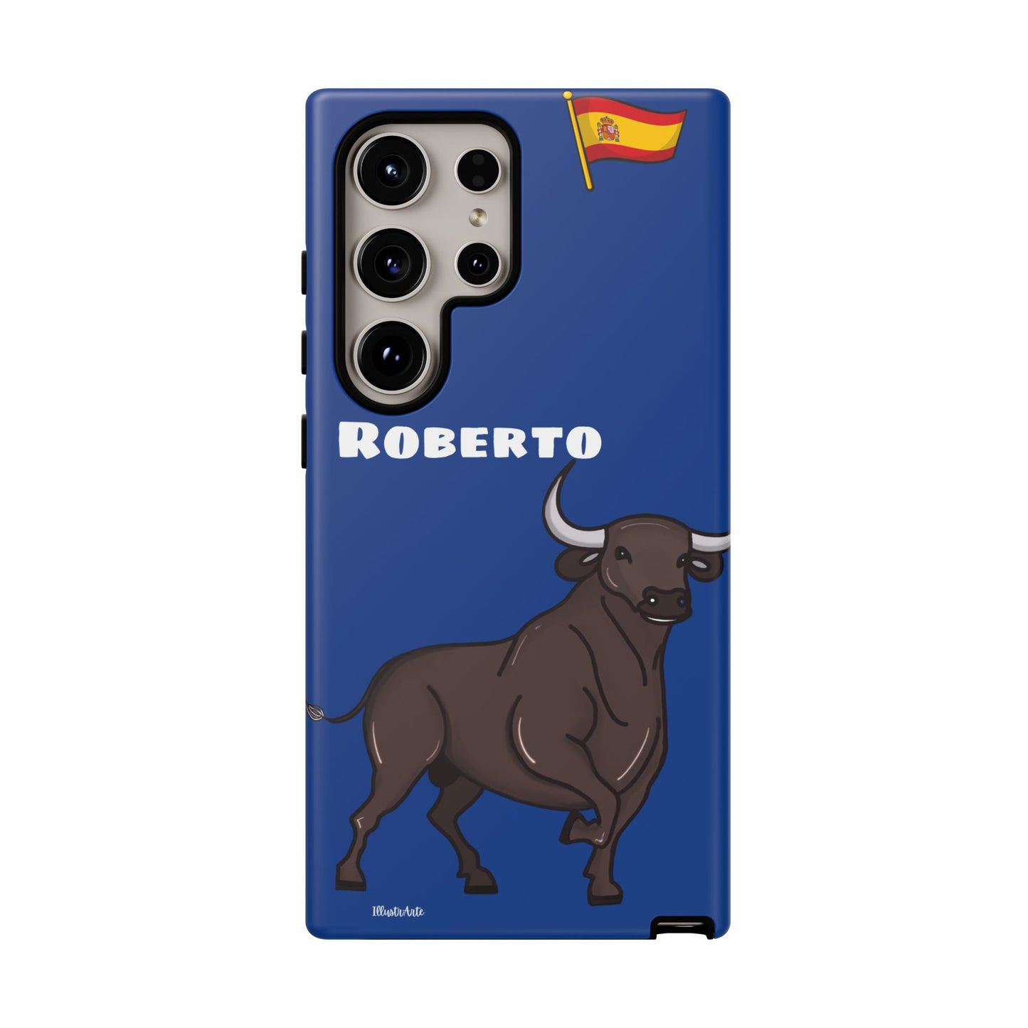 una funda de teléfono con un toro en ella