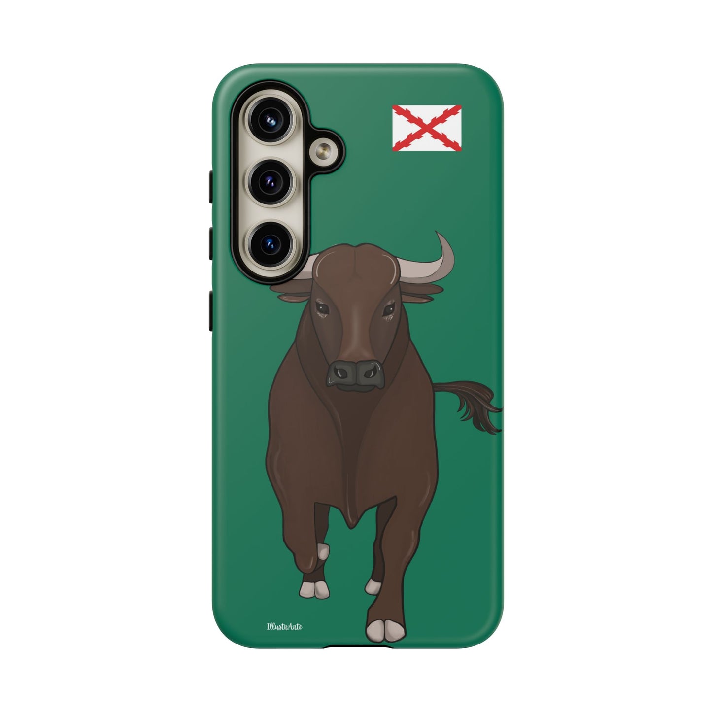 una funda de teléfono con un toro en ella