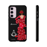 Personalised phone case flamenco dancer Macarena, with a little Virgin Mary for Samsung Galaxy S23 Plus, gloss finish – illustrArte