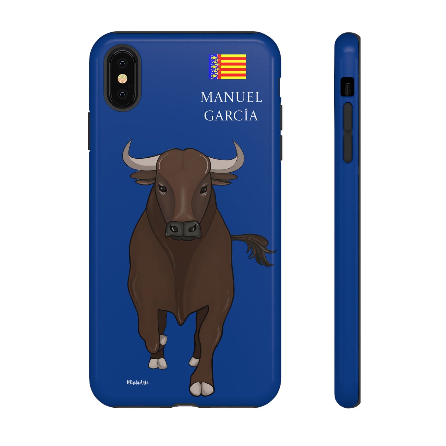 una funda de teléfono con una imagen de un toro