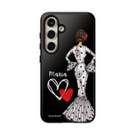 Personalised phone case flamenco dancer María, white dress for Samsung Galaxy S24, gloss finish – illustrArte