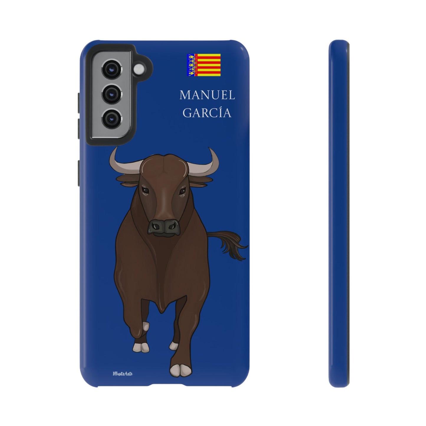 una funda de teléfono con una imagen de un toro