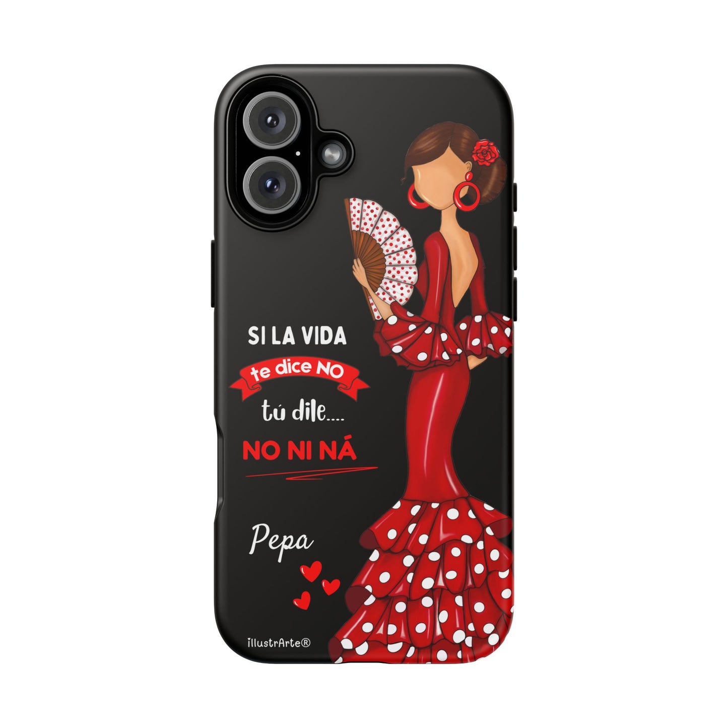 Funda de teléfono personalizable  - Modelo Pepa con frase Para iPhone, Samsung