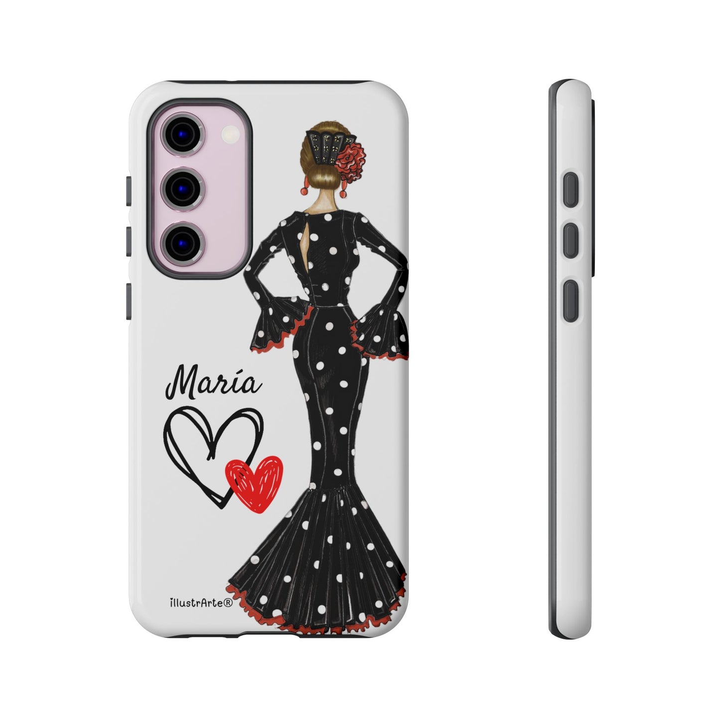 Personalized phone case Maria in black dress – for iPhone, Samsung, Pixel
